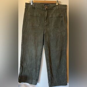 Sanctuary The Marine Comfort Stretch Cropped Wide Leg Jeans Fatigue green s33